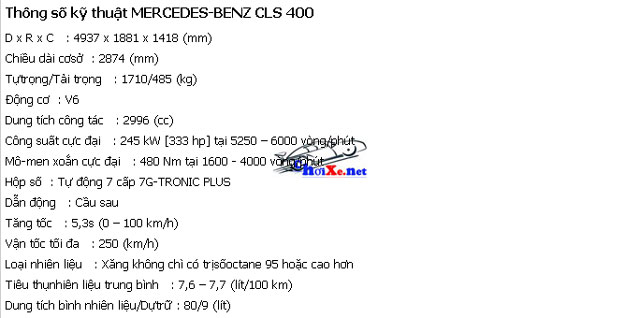 Bảng giá xe Mercedes CLS 400 4Matic mới cập nhật